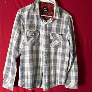 Quiksilver Men's Casual Blue and White Checkered Shirt